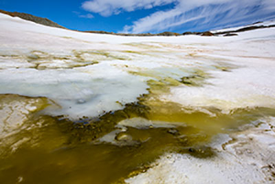 Glacial with blue sky in the background
