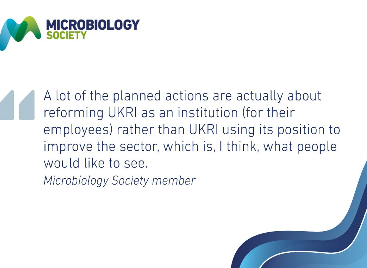  UKRI draft EDI strategy response from Microbiology Society membership. 