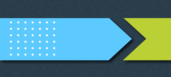 Graphic of a light-blue arrow that fits into a green arrow, on a navy background.
