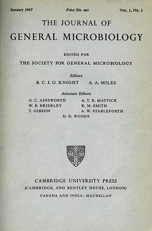 Cover of the first edition of The Journal of General Microbiology in January 1947.