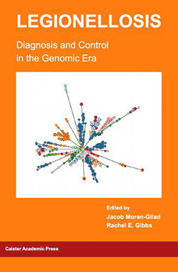 Bright orange book cover of Legionellosis, Diagnosis and control in the genomic era, by Jacob Moran-Gilad and Rachel E. Gibbs