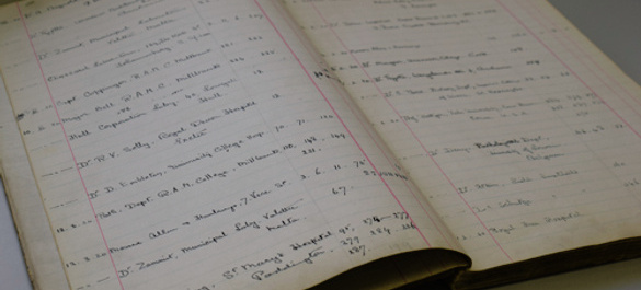 The National Collection of Type Cultures’ (NCTC) first order book, used from 4 January 1920 to 4 May 1923