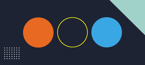 A navy banner cover with multi-coloured circular shapes.