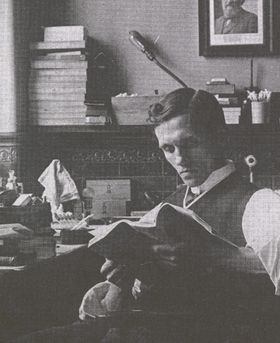 Sir Alexander Fleming pictured in his laboratory in St Mary's University, London in 1925