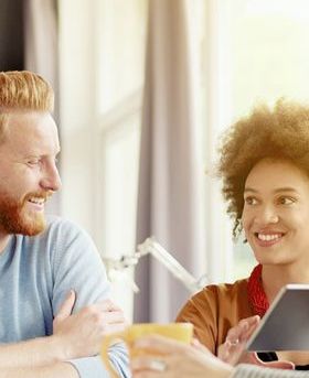 People having a group meeting