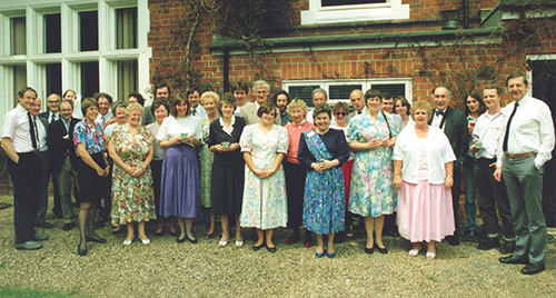 Society staff and Council pictured at the old offices at Harvest House in 1991.