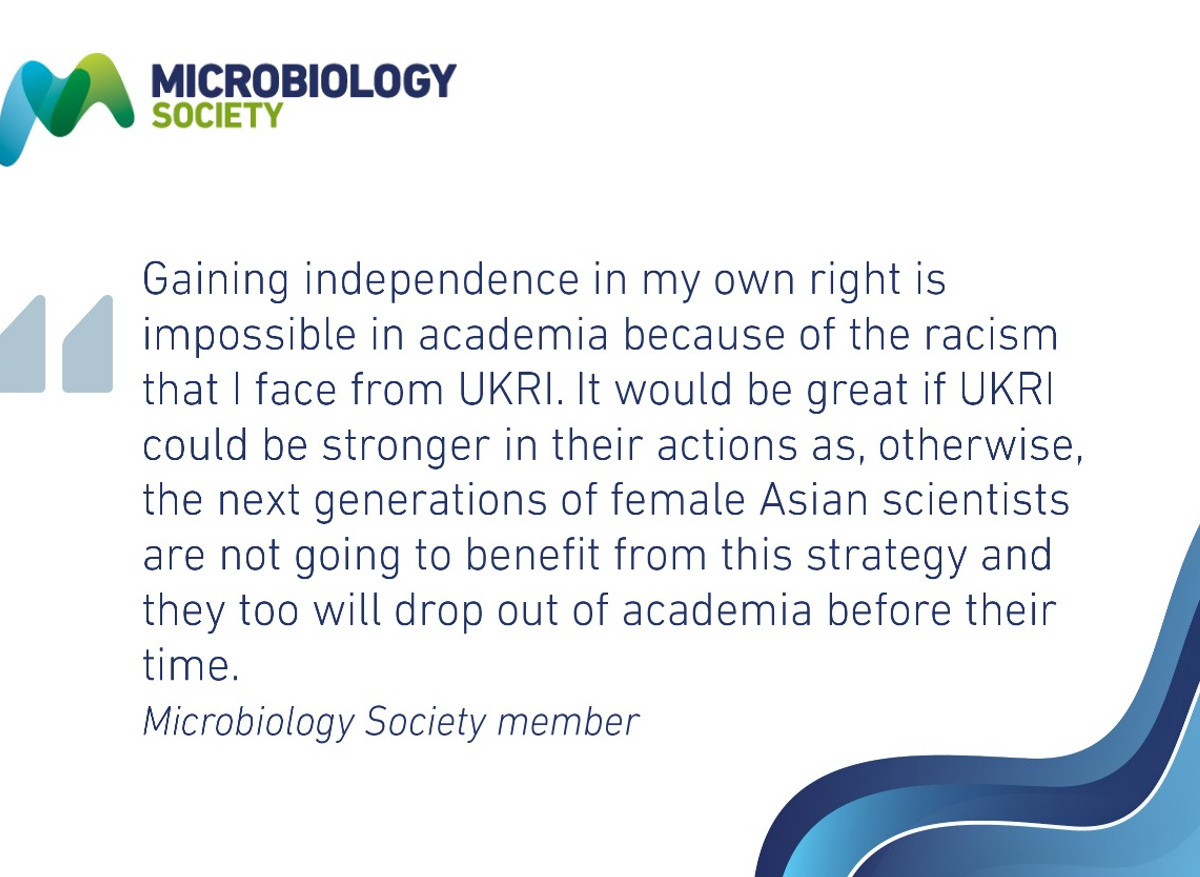UKRI draft EDI strategy response from Microbiology Society membership. 